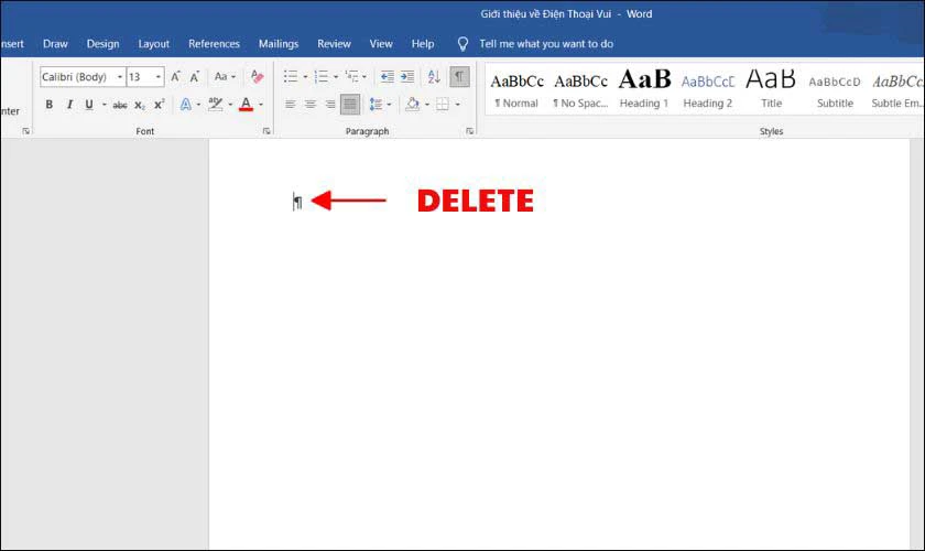 Nhấn Delete để x&oacute;a