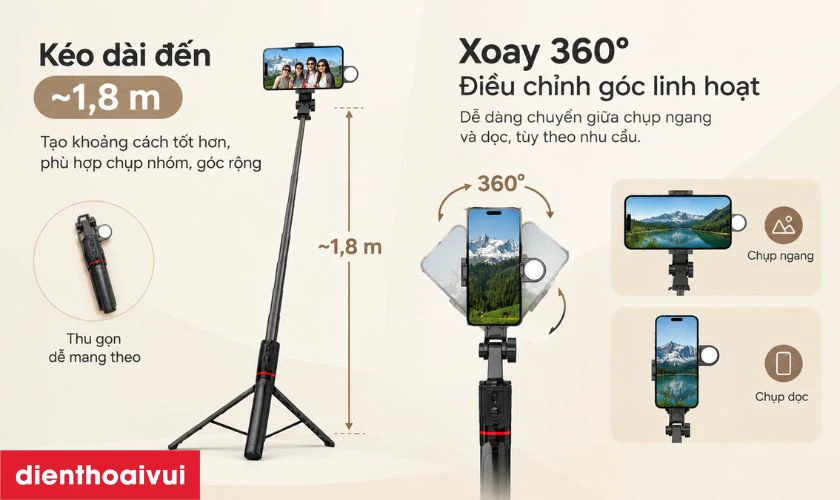Khả năng kéo dài và điều chỉnh góc chụp