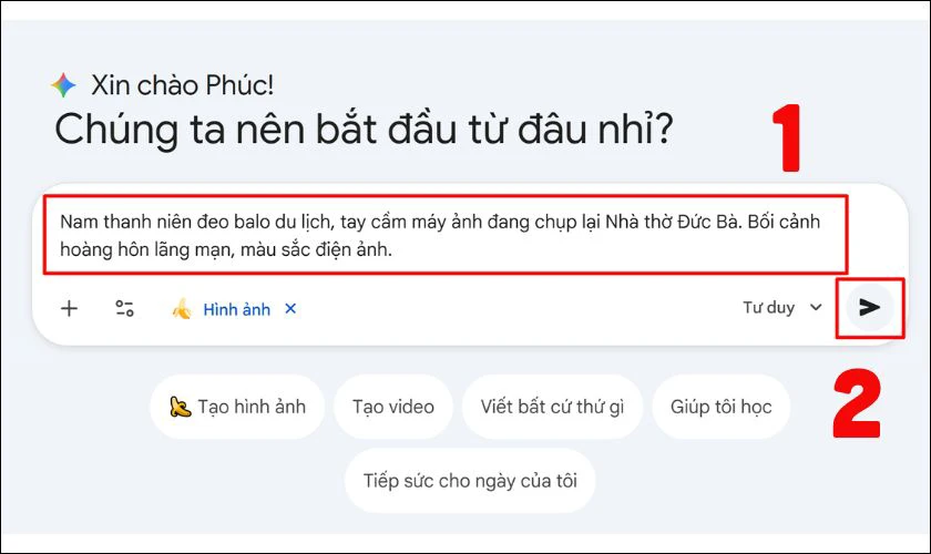 Nhập câu lệnh tạo ảnh chi tiết