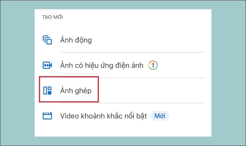 Chọn v&agrave;o mục Ảnh gh&eacute;p tr&ecirc;n iPhone