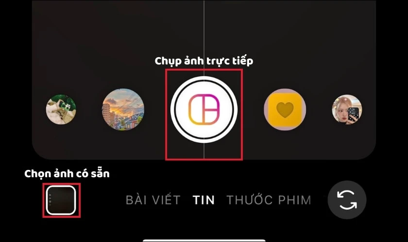 Nhấn v&agrave;o biểu tượng Chọn ảnh c&oacute; sẵn ở g&oacute;c tr&aacute;i m&agrave;n h&igrave;nh