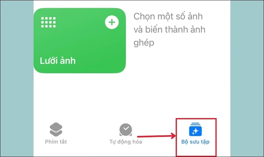 Truy cập mục Bộ sưu tập ở g&oacute;c phải dưới m&agrave;n h&igrave;nh