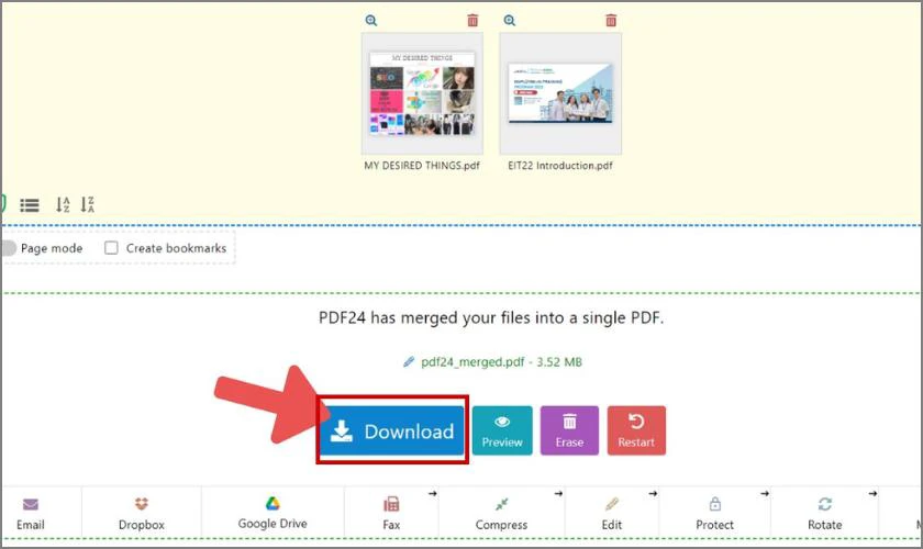 Gộp file với PDF24 Tools