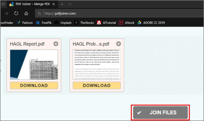 Nhấn Join Files để kết hợp c&aacute;c file