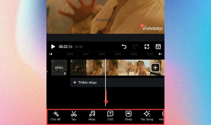 Sử dụng các tính năng để thêm hiệu ứng, âm thanh… cho video sau khi đã được ghép với nhau