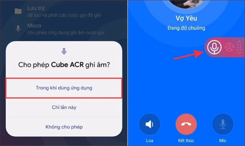 Nhấn vào biểu tượng micro của Cube ACR để ghi âm