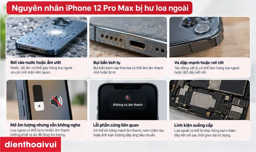 Nguy&ecirc;n nh&acirc;n iPhone 12 Pro Max bị hư loa ngo&agrave;i