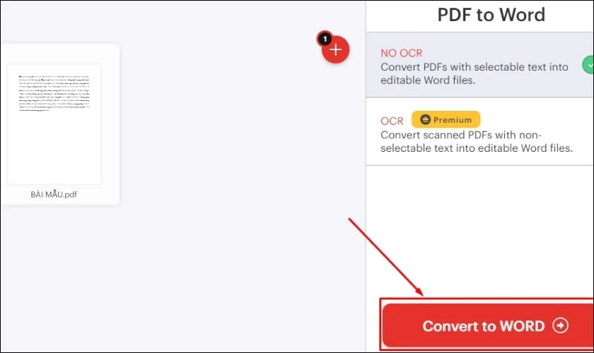 Chọn Convert to WORD v&agrave; chờ v&agrave;i gi&acirc;y để tải file xuống 