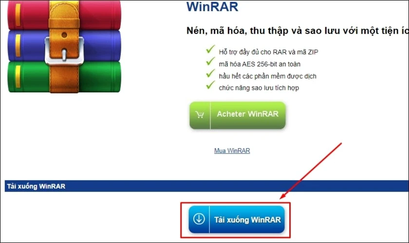 Bạn k&eacute;o xuống v&agrave; chọn v&agrave;o tải xuống WinRAR
