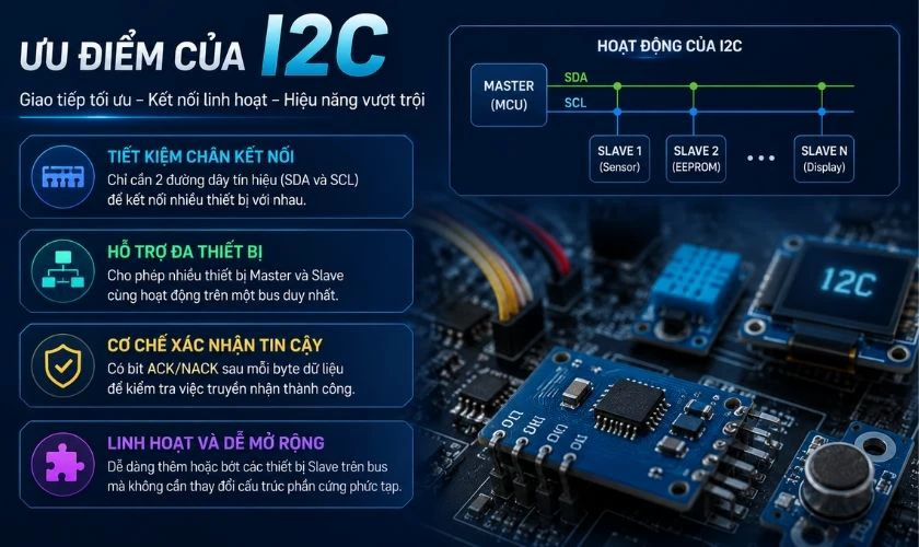 Ưu điểm của giao tiếp I2C