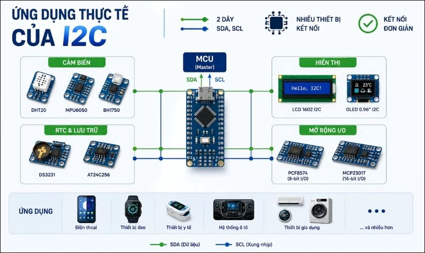 Ứng dụng thực tế của giao tiếp I2C trong điện tử