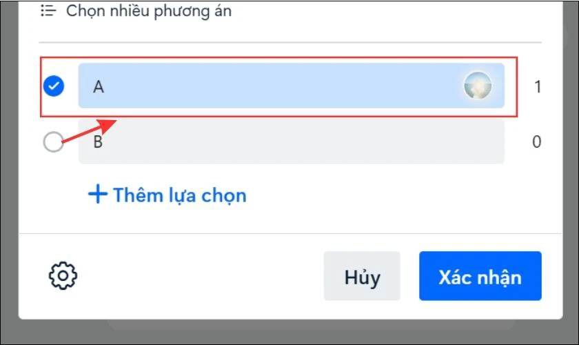 Bình chọn được gắn dấu tích màu xanh dương