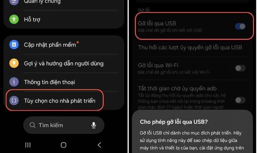 Bật USB Debugging trên Samsung