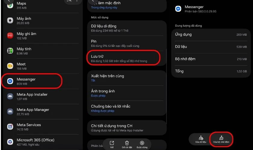 Xóa bộ nhớ đệm ứng dụng