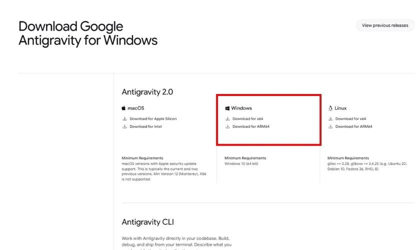 Cách tải và cài đặt Google Antigravity - Bước 2