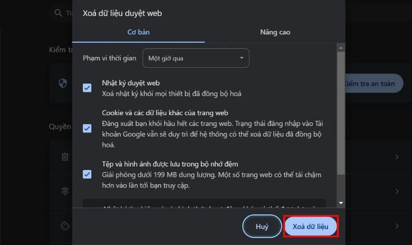 X&oacute;a bộ nhớ đệm v&agrave; cookie