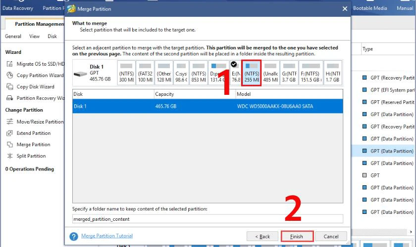 Cách gộp ổ cứng bằng Minitool Partition Wizard 17 Sau đó bạn chọn Finish để quay về giao diện chính