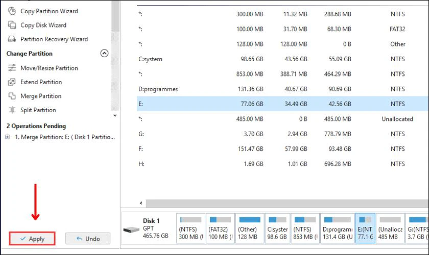 Cách gộp ổ cứng bằng Minitool Partition Wizard 18 Tại đây bạn click vào nút Apply hoàn tất quá trình gộp ổ cứng bằng Minitool Partition Wizard