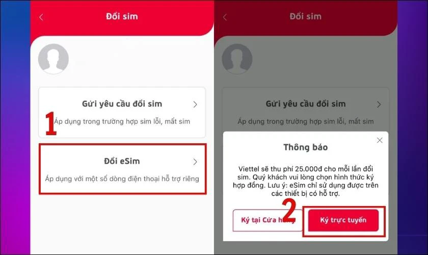 Chọn vào mục Đổi eSIM