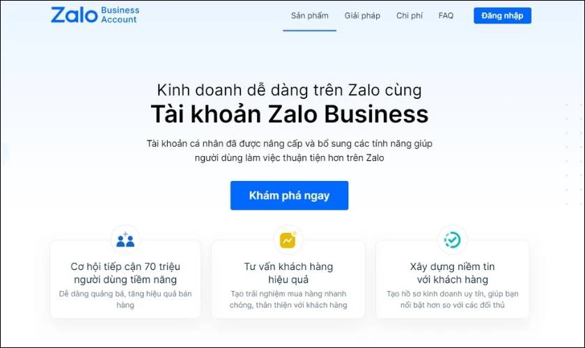 Lợi &iacute;ch nhận được khi đăng k&yacute; t&agrave;i khoản Zalo Business