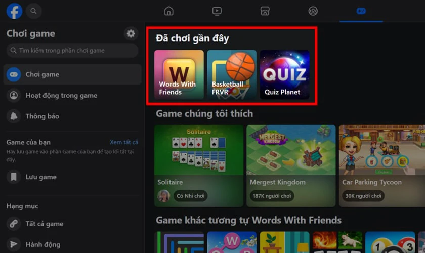 Có cách xem lại lịch sử chơi game trên Facebook không