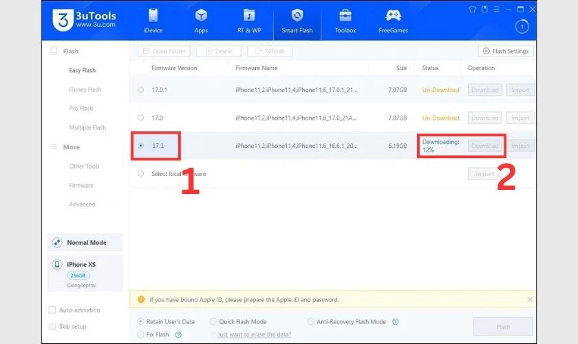 Chọn phi&ecirc;n bản iOS