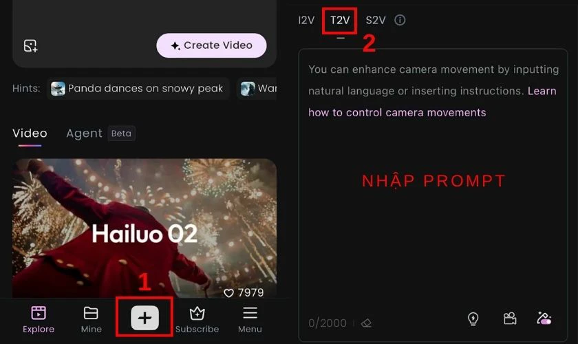 C&aacute;ch sử dụng Hailuo AI tạo video từ văn bản tr&ecirc;n điện thoại