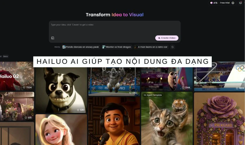 T&iacute;nh năng nổi bật của Hailuo AI - Hỗ trợ tạo nội dung tự động