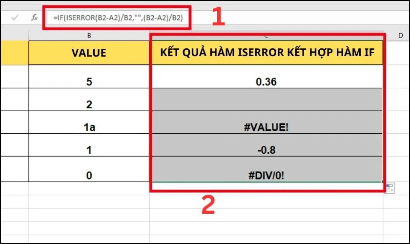 Kết hợp h&agrave;m IFERROR với h&agrave;m IF