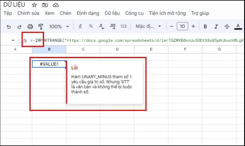 Lỗi #VALUE khi sử dụng h&agrave;m