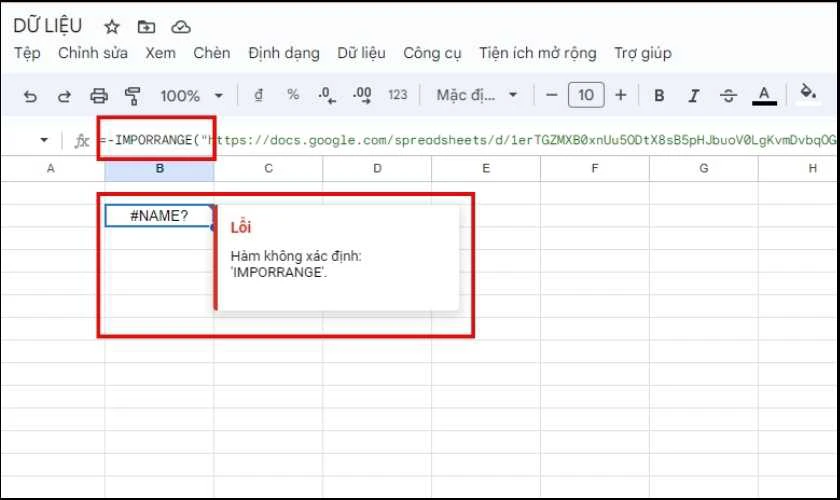 Lỗi #NAME khi sử dụng h&agrave;m