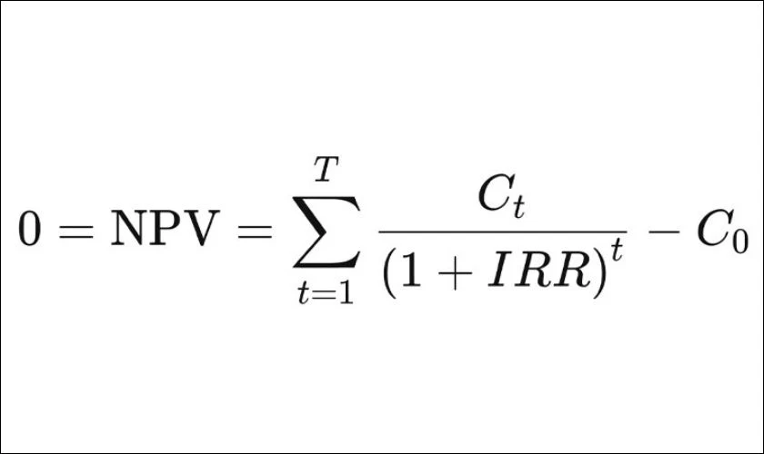 C&ocirc;ng thức t&iacute;nh h&agrave;m IRR trong Excel