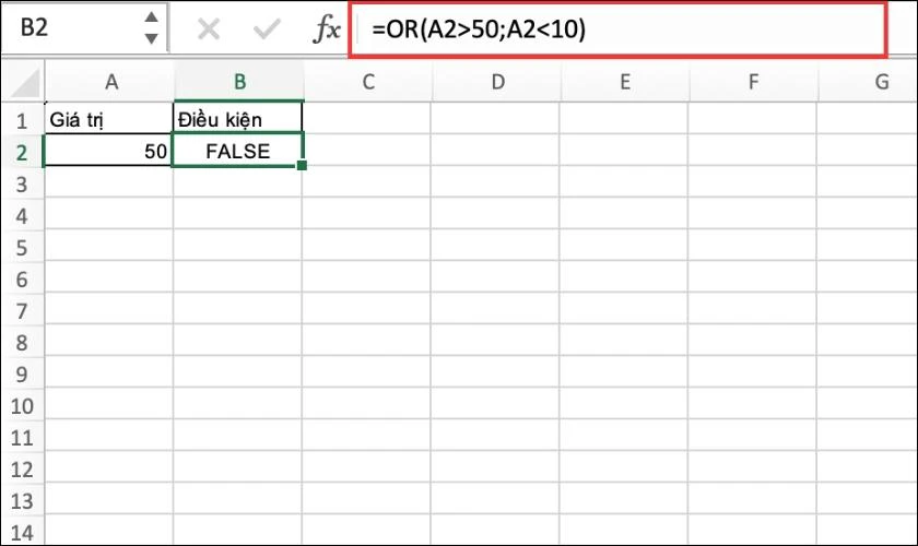 Hướng dẫn d&ugrave;ng h&agrave;m OR trong Excel để kiểm tra điều kiện chứa gi&aacute; trị số