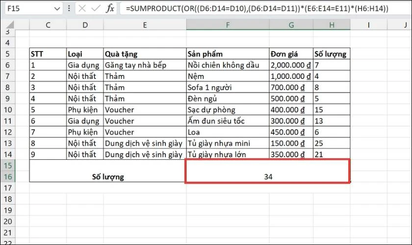 Ví dụ sau khi ứng dụng công thức