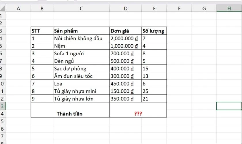 Cách dùng hàm SUMPRODUCT cơ bản