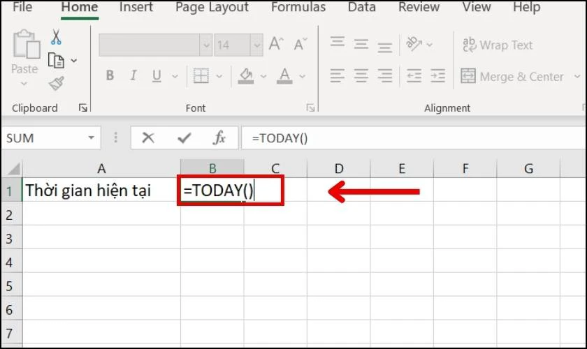 Cách dùng hàm TODAY để xác định thời gian