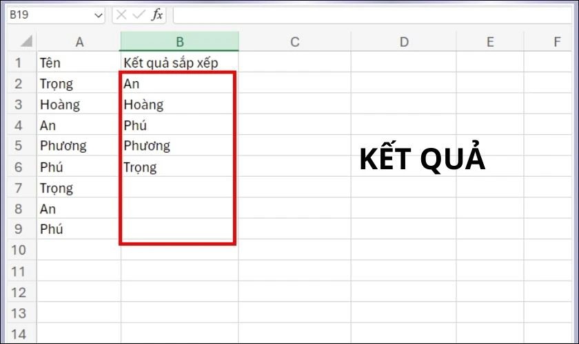 Kết hợp hàm lọc giá trị với hàm SORT