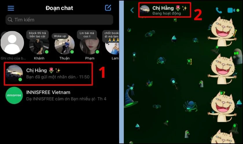 Trong cuộc trò chuyện, bấm vào tên của người đó