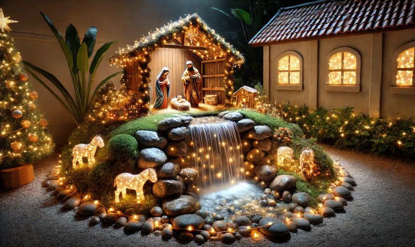 Mẫu hang đá Giáng Sinh có thác nước