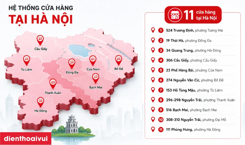 Hệ thống cửa h&agrave;ng Điện Thoại Vui tại H&agrave; Nội