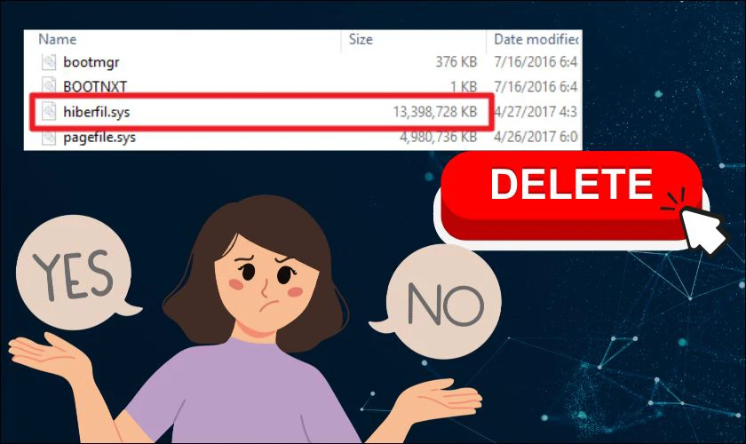 File hiberfil.sys qu&aacute; lớn c&oacute; n&ecirc;n x&oacute;a kh&ocirc;ng?