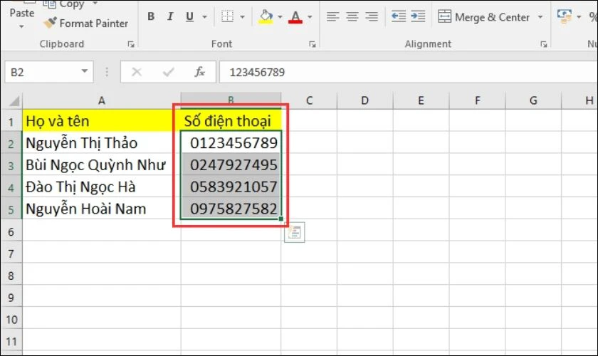 Kết quả nhận được sau khi thêm số 0 vào trước dãy số