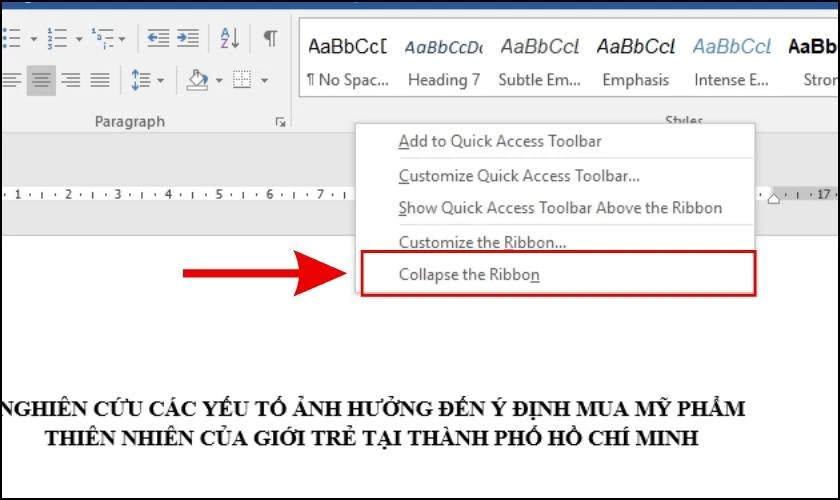 Cách ẩn hiện thanh công cụ trong Word bằng thanh Command