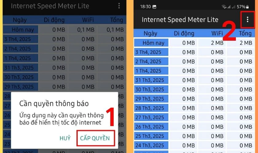 Nhấn vào dấu ba chấm bên góc phải màn hình