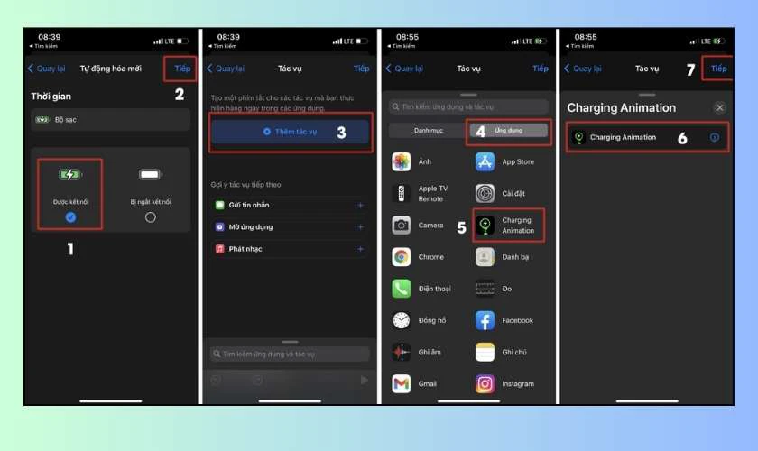 C&aacute;ch th&ecirc;m hiệu ứng sạc pin v&agrave;o Ph&iacute;m tắt cho iPhone nhanh