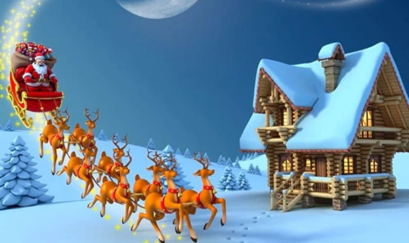 &Ocirc;ng gi&agrave; Noel cưỡi tuần lộc đi ph&aacute;t qu&agrave;