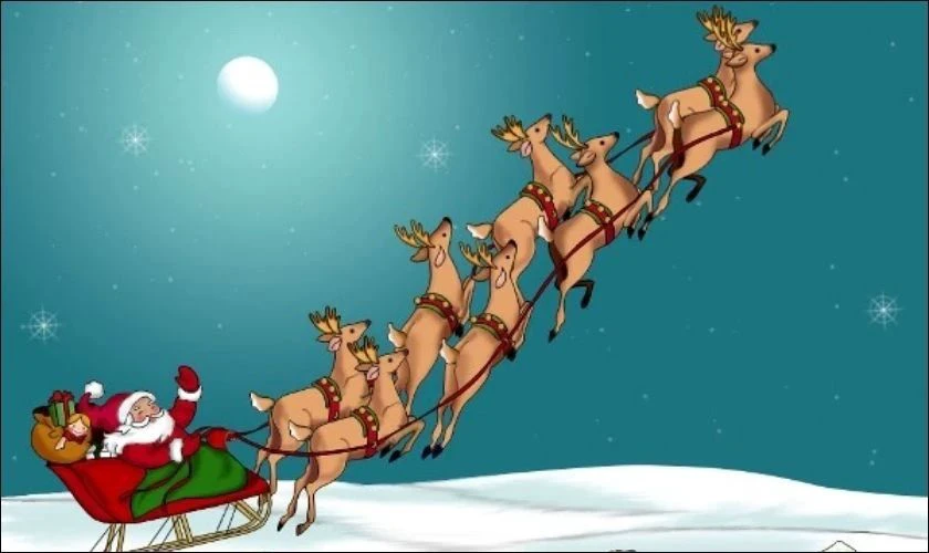 &Ocirc;ng gi&agrave; Noel cưỡi tuần lộc bay l&ecirc;n