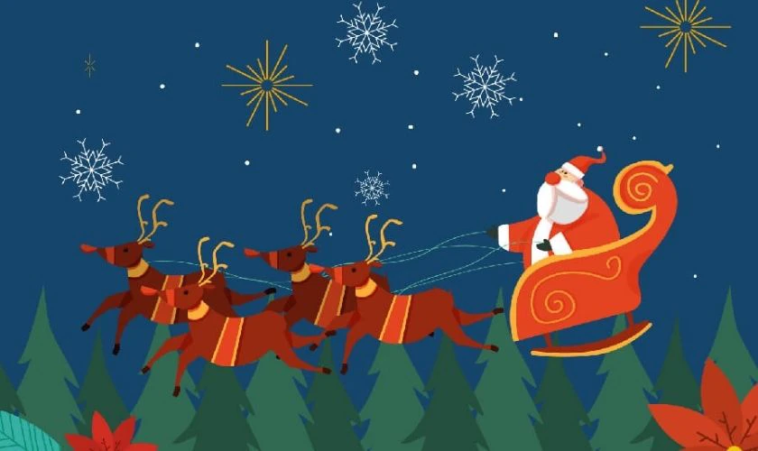 H&igrave;nh ảnh &ocirc;ng gi&agrave; Noel dưới phong c&aacute;ch hoạt h&igrave;nh