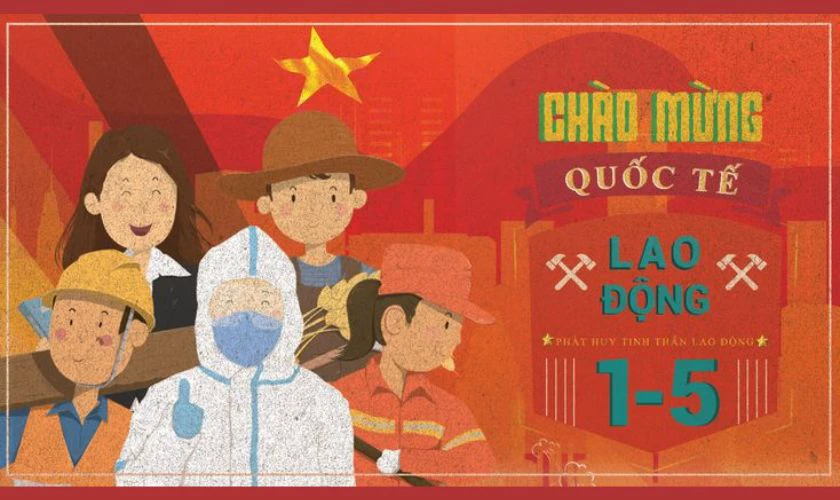 Hình nền 30/4 1/5 cho máy tính chủ đề người lao động