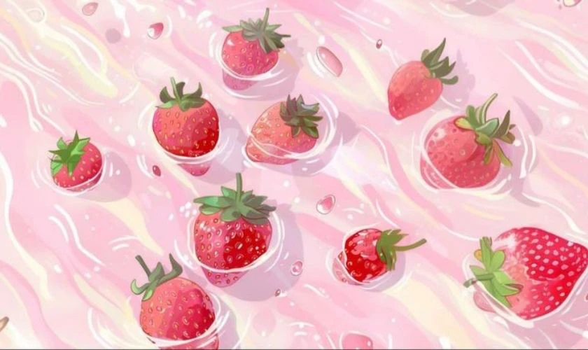 Hình nền 8/3 dễ thương hình dâu tây